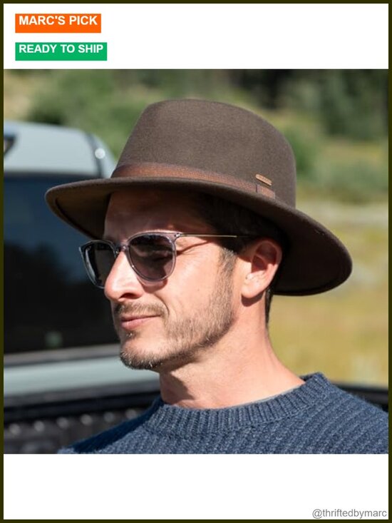 Wool Felt Fedora Hat with UPF 50 Sun Protection, Adjustable main image 4